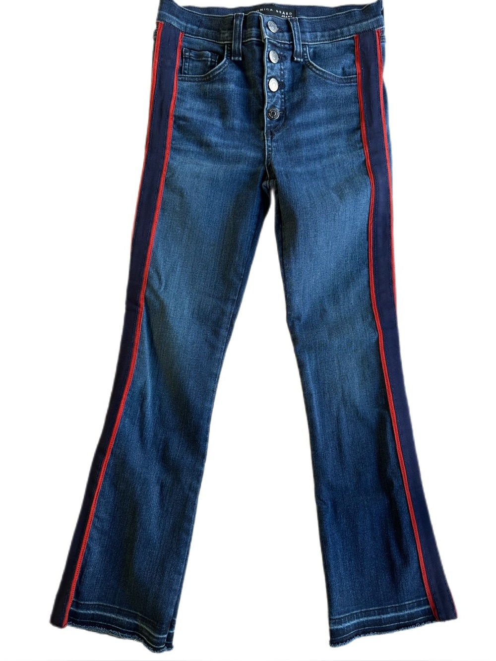 Veronica Beard Carolyn Baby Boot Tuxedo Stripe Jeans Midnight Size 25